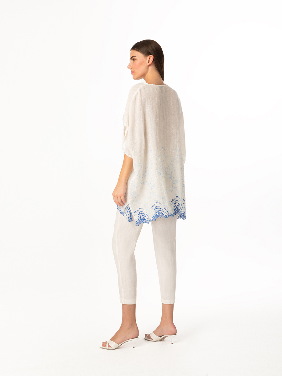 Linen Gauze Blouse with Embroidery