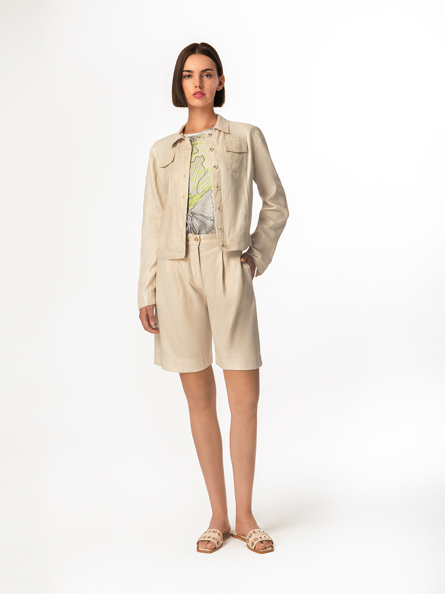 Keyhole Printed Satin T-shirt