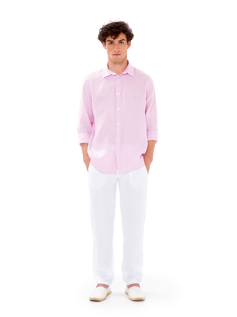 Linen Melange Basic Long-Sleeved Shirt