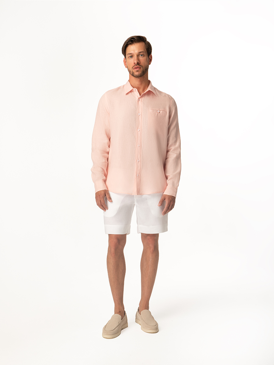 Slim Fit Long Sleeved Linen Shirt