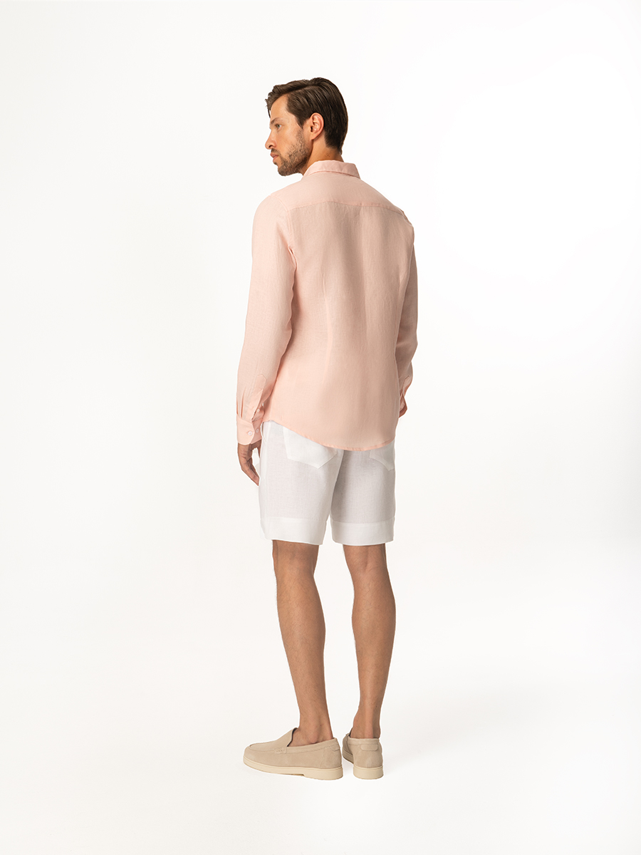 Slim Fit Long Sleeved Linen Shirt